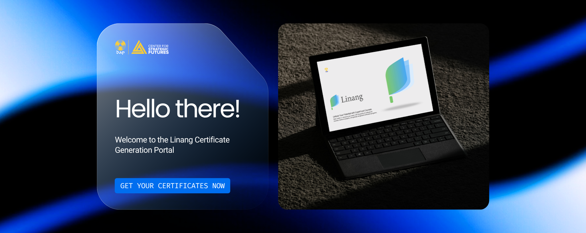 Linang Certificate Management System landing page